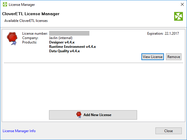 License Manager showing installed licenses.