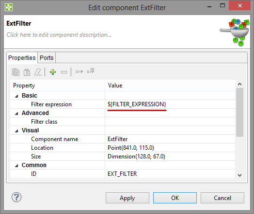 Filter Component Configured by Graph Parameter