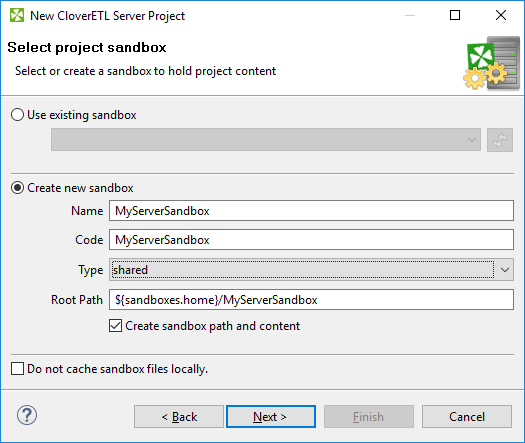 Convert local project to CloverETL Server project wizard II