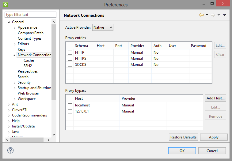 Network connections window