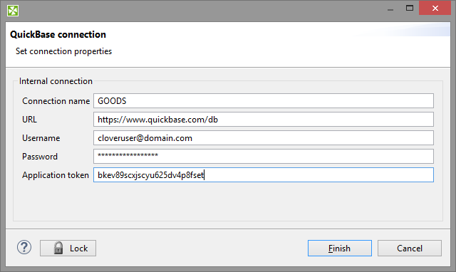 QuickBase Connection Dialog