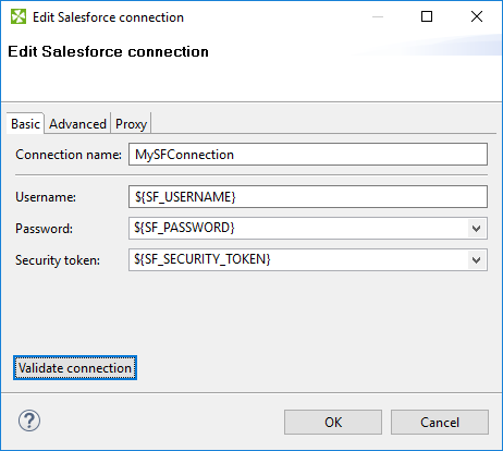 Salesforce Connection Dialog