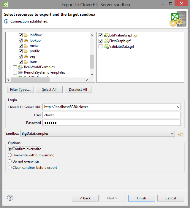 Export to CloverETL Server Sandbox