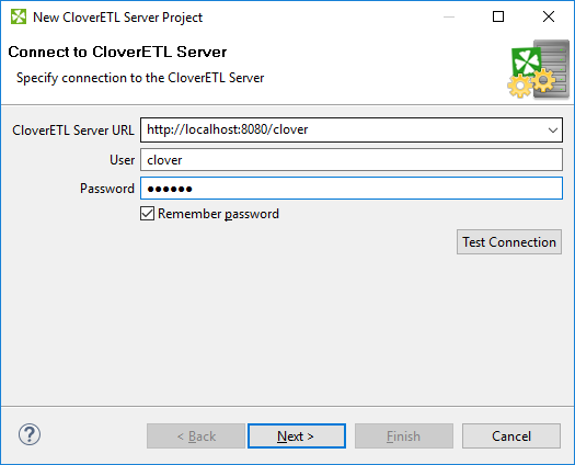 CloverETL Server Project Wizard - Server Connection