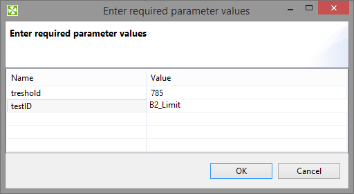 Dialog for Filling Required Parameters