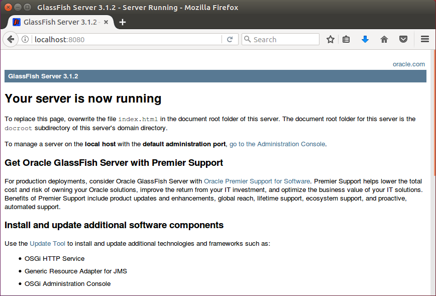 Glassfish welcome page