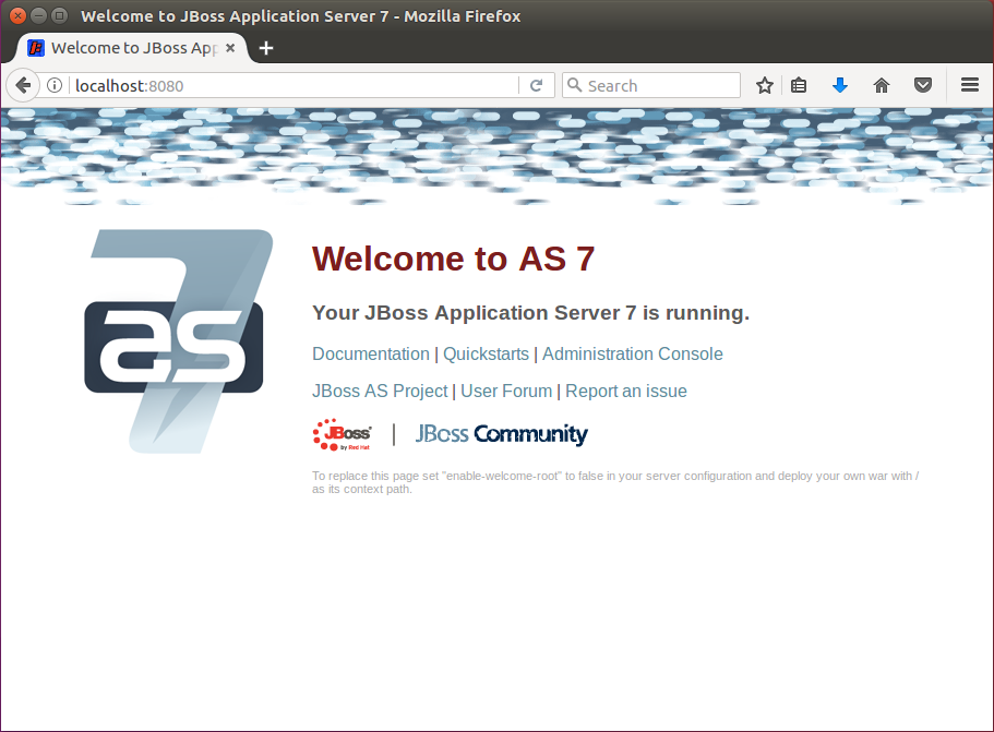 JBoss AS welcome page