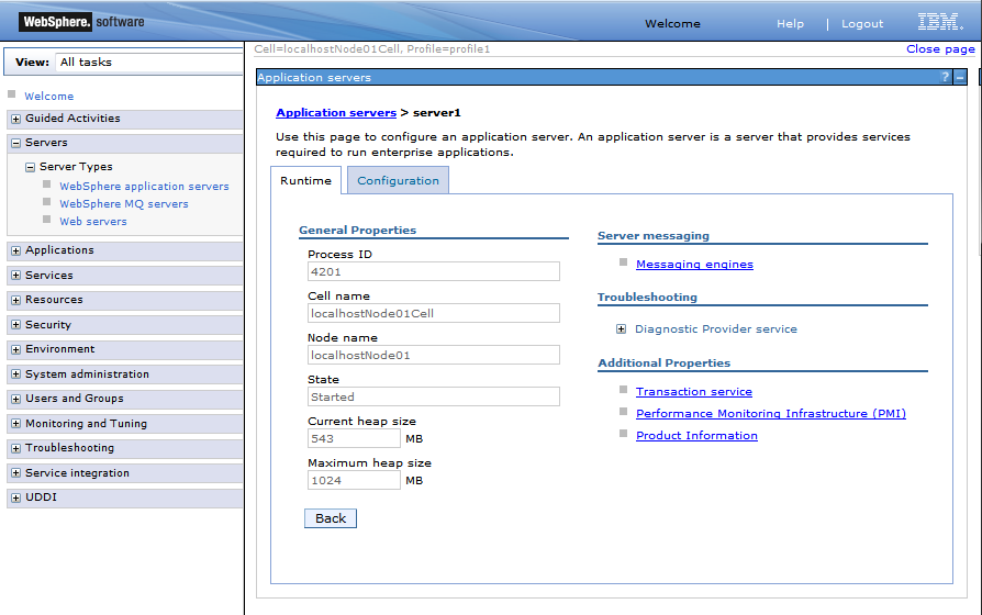 WebSphere configuration