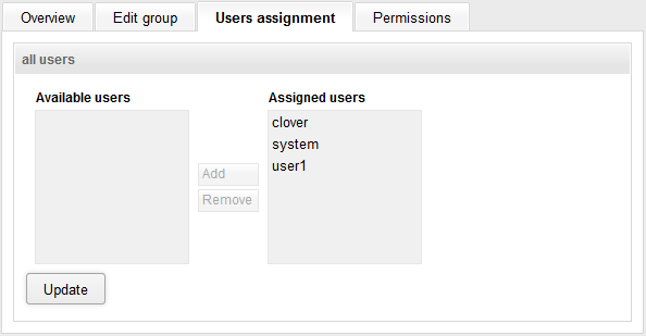 Web GUI - users assignment