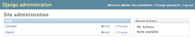 Django admin index page