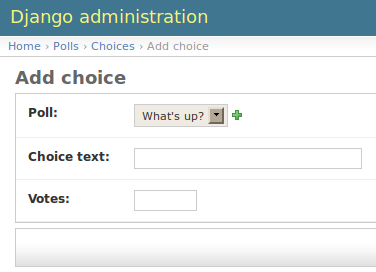 Choice admin page