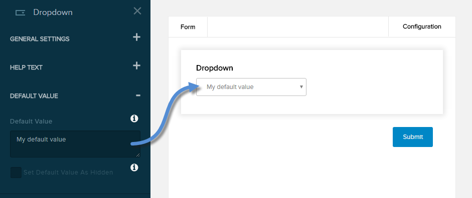 Settings for Dropdown field