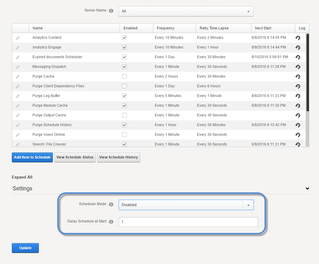 Host - Advanced - Schedule