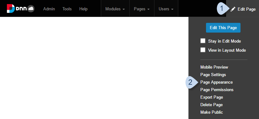 Edit Page > Page Appearance