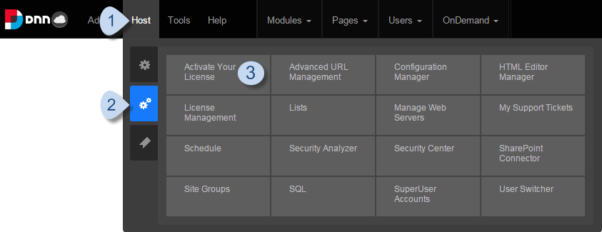 Host > Advanced Settings > Activate Your License