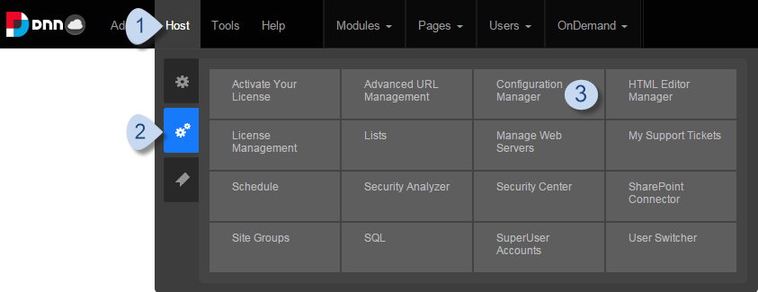 Host > Advanced Settings > Configuration Manager