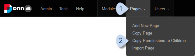 Pages > Copy Permissions to Children