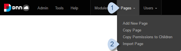 Pages > Import Page