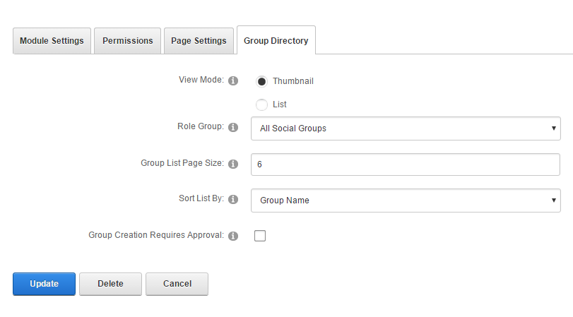 Module Settings — Group Directory