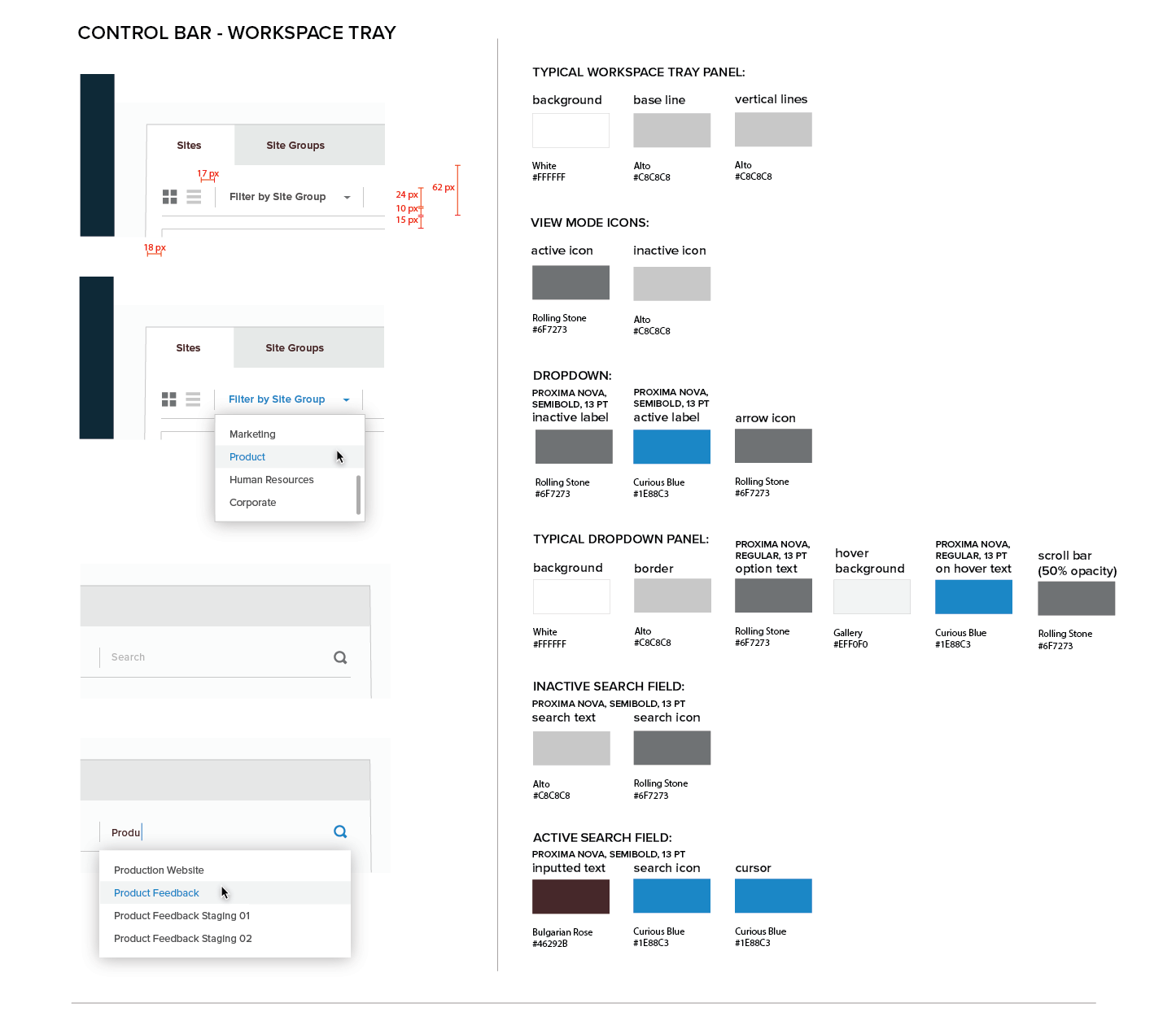 Persona Bar Style Guide - Control Bar - Workspace Tray