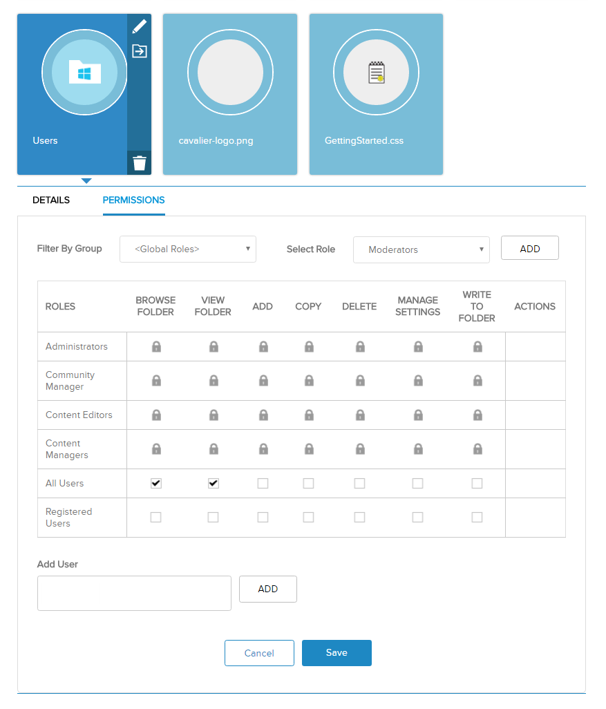 Asset properties - Permissions