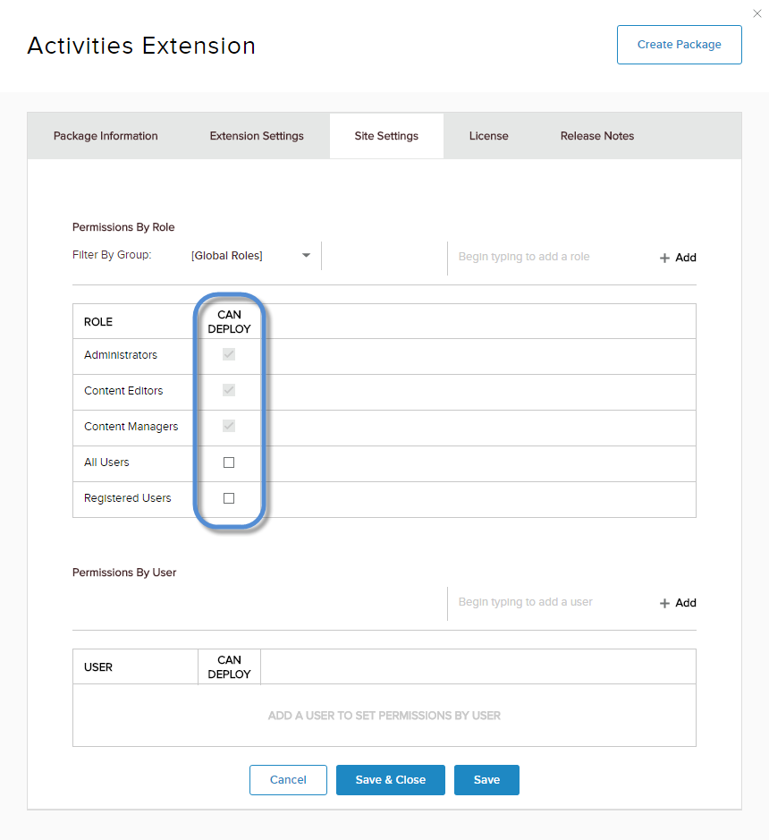 Check the Can Deploy box for that role/user.