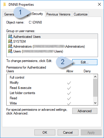 In the Security tab, click/tap Edit...