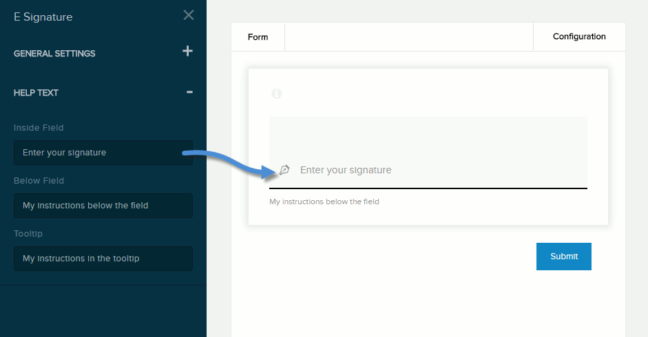 Settings for E-Signature field