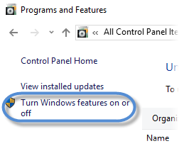 Turn Windows features on or off