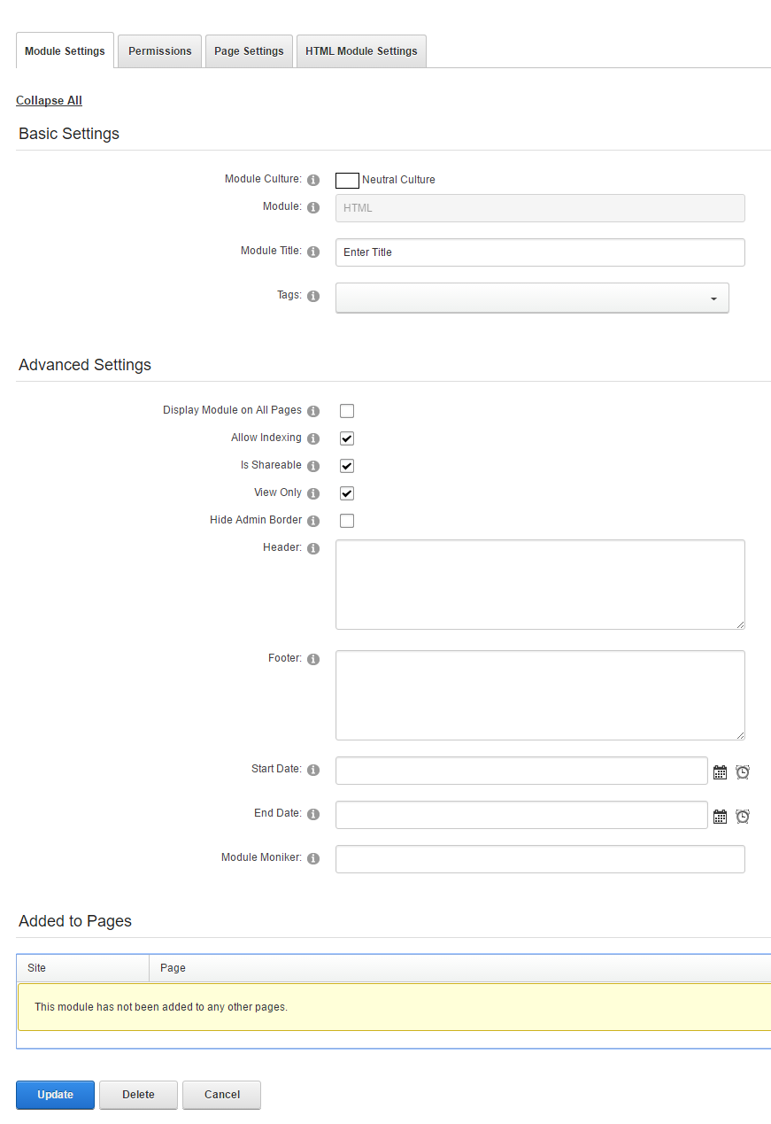 Module Settings tab