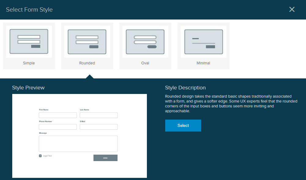 Choose the design style for the form.