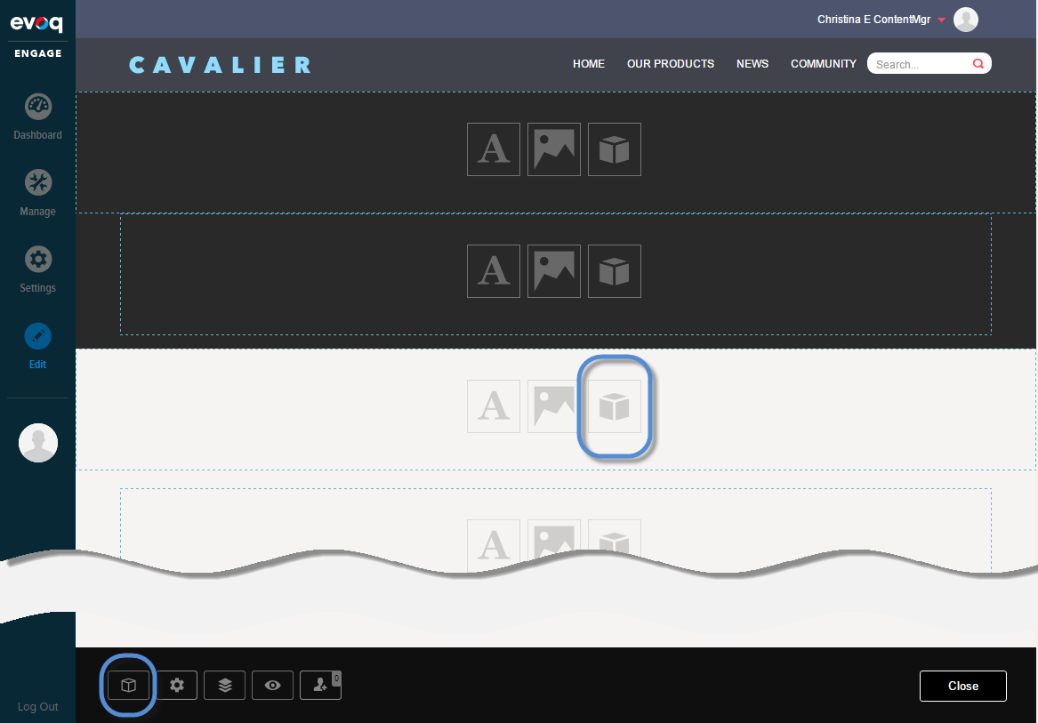 Create the page - Choose pane and click/tap module icon.