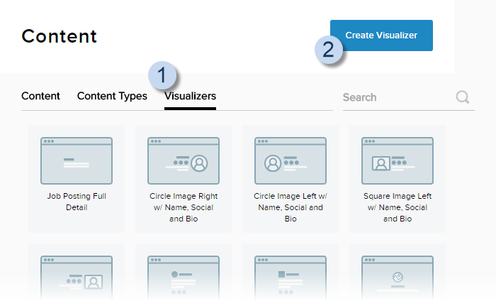 Content > Visualizers tab > Create Visualizer