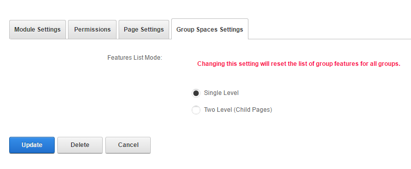 Module Settings — Group Spaces