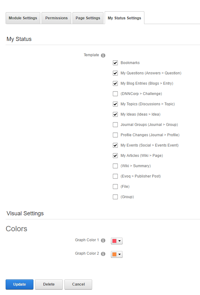 Module Settings — My Status