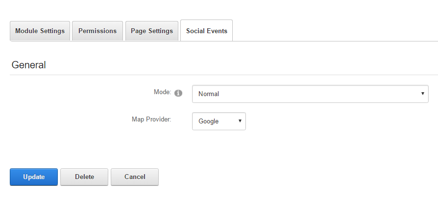 Module Settings — Social Events