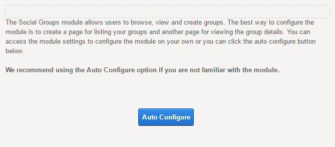 Module Settings — Social Groups — Auto Configure