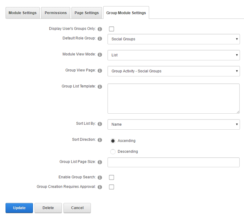 Module Settings — Social Groups