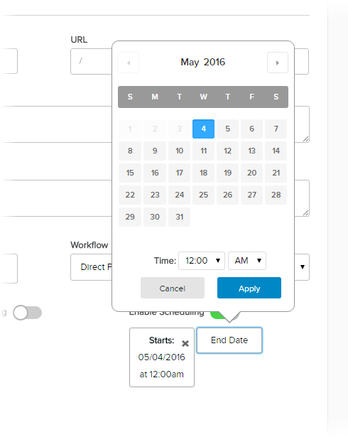 Add Page > Details > Calendar