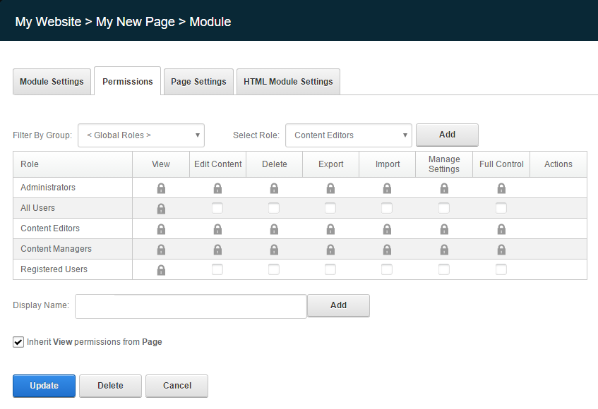 Module Settings > Permissions