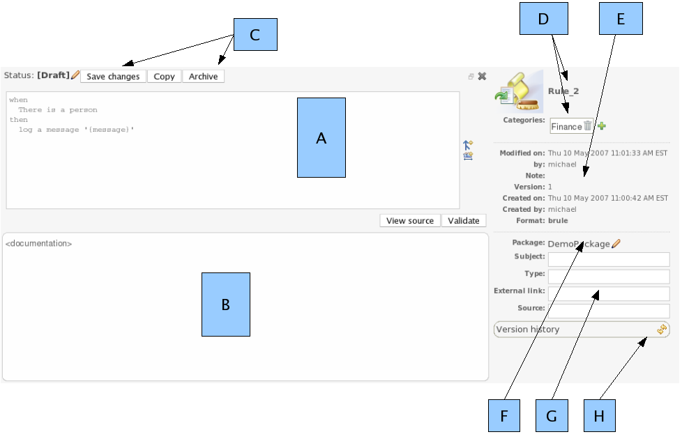 The Asset editor view