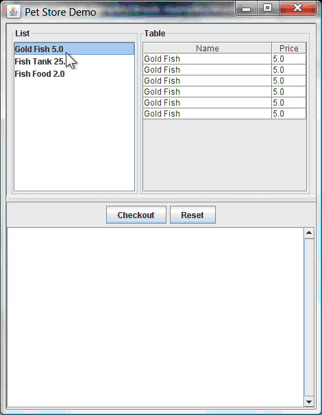 Figure 2 - PetStore Demo with Products Selected