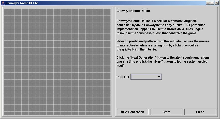 Conways Example : Starting a new game