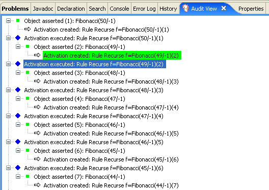 Fibonacci Example "Recurse" Audit View 1