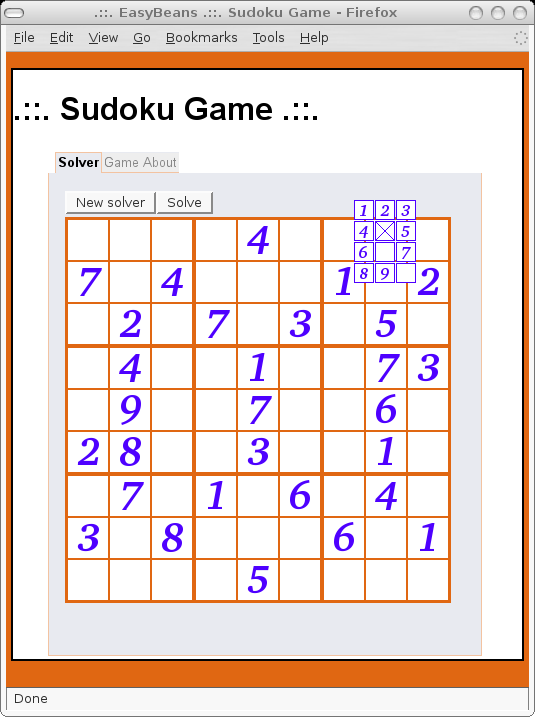 Sudoku Game demo using GWT and EasyBeans