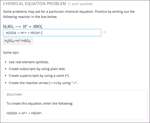 Image of a chemical equation response problem.