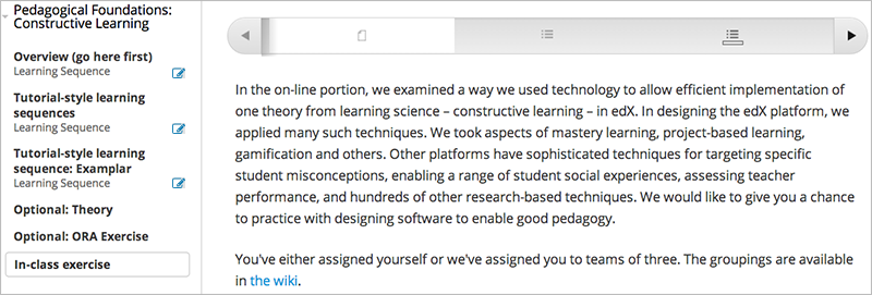 The HTML component as a student sees it.