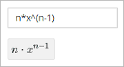 A learner typed n*x^(n-1) to enter the symbolic expression n times x to the n minus 1 power.