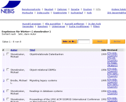 Ergebnisliste der        Suche