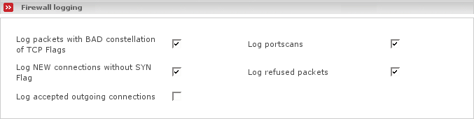 Configuration of firewall logging